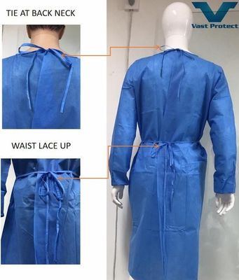 SGS Certificado de Adultos SMS Vestido de aislamiento con manguito elástico y propiedades antibacterianas