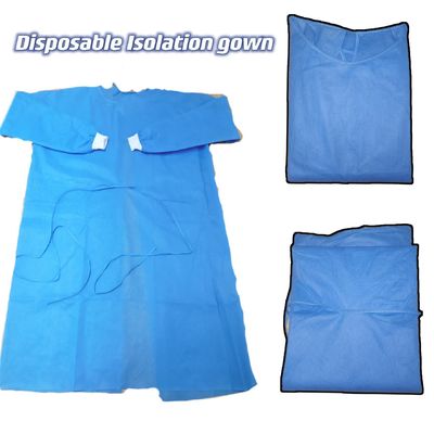 120*140cm Vestido aislante desechable no tejido manguitos de punto Vestido quirúrgico impermeable suave