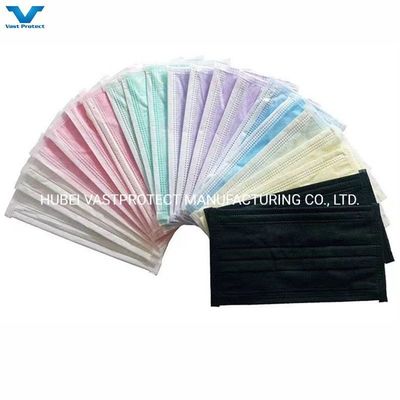Máscara facial desechable de tipo I II Iir Protectora con lazo de oreja blanco negro PP de 3 capas