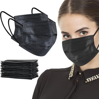 Máscara facial de uso desechable quirúrgica de protección con protección de filtro 3 pli negro