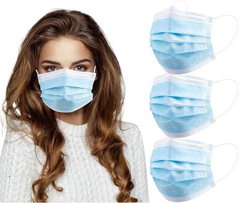 Nivel Tipo II Flat Earloop 3 Ply Máscara facial azul desechable con material blando