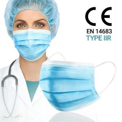 Máscara facial de estilo plano de 3 capas de alta protección con bucles en las orejas y bucles en las orejas