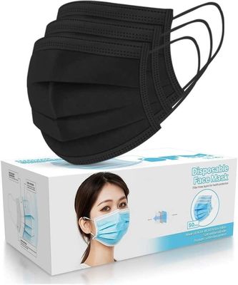 Mascarilla facial desechable para adultos de 3 pliegues sin tejido con pinza para la nariz y bucle para las orejas