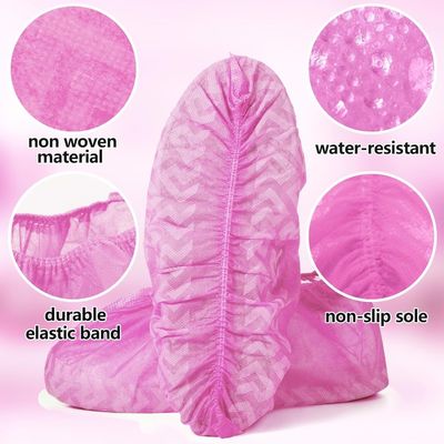 Impresión de logotipo cubierta de zapato rosa antideslizante desechable para protección dental y comodidad