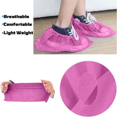 Impresión de logotipo cubierta de zapato rosa antideslizante desechable para protección dental y comodidad