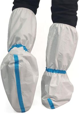 Capa de bota desechable a prueba de polvo, estéril, micro porosa, Sf, blanca con línea azul, 15*39 cm