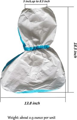 Capa de bota desechable a prueba de polvo, estéril, micro porosa, Sf, blanca con línea azul, 15*39 cm