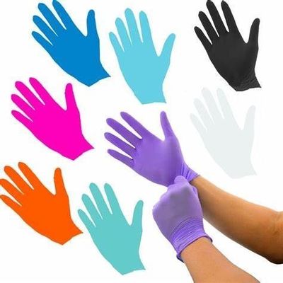 Guantes de examen de nitrilo sin polvo con impresión de logotipo y certificación de la FDA