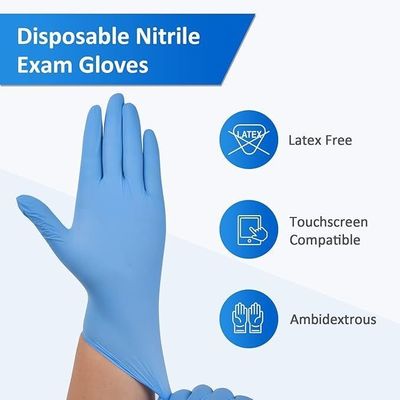 Guantes de examen de nitrilo sin polvo con impresión de logotipo y certificación de la FDA